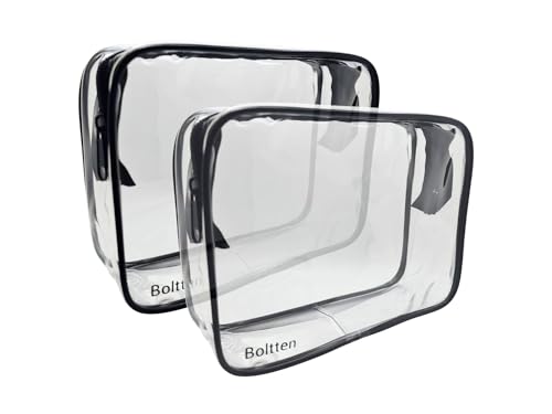 TSA Approved Clear Toiletry Bag 2-Pack, Quart Size Travel Cosmetic & Makeup Bags, Carry-On Airport Compliant