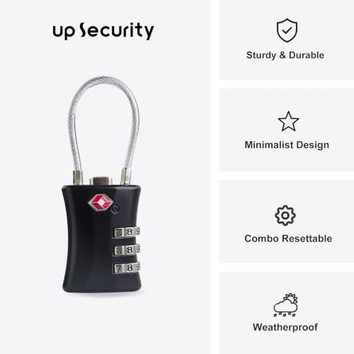 Suitcase Locks TSA Approved, Small Padlock Combination, TSA Locks for Luggage, Combo Travel Padlock with Code for Backpack, Gym Locker, Ammo Can, Gun Case, Bag Zipper, Box (Black) - color: Black
