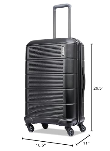 American Tourister Stratum 2.0 Expandable Hardside Luggage with Spinner Wheels, 24" SPINNER, Jet Black - color: Jet Black, size: 24-Inch Checked-Medium