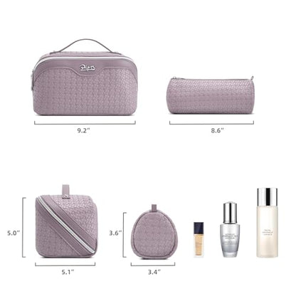 BOYATU Travel Makeup Bag Cosmetic Bags for Women: 3 Pcs Set Make up Bag - color: L55Light Purple