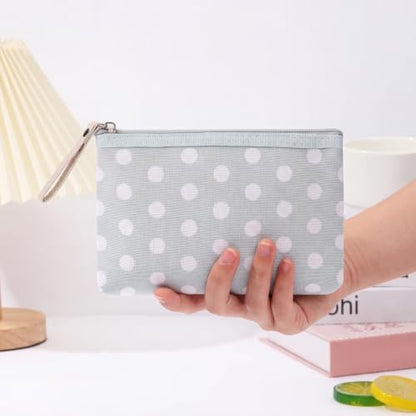 uekeboag Small Polka Dot Canvas Makeup Bag for Purses(04Light Blue) - color: 04Light Blue