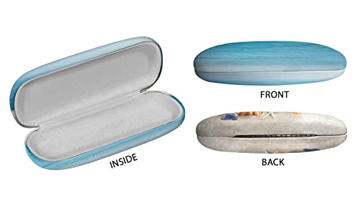 WIRESTER Hard Shell Eyeglasses Case, Clamshell Sunglasses Holder Protective Cover with Microfiber Cloth - color: Seashells on the Beach