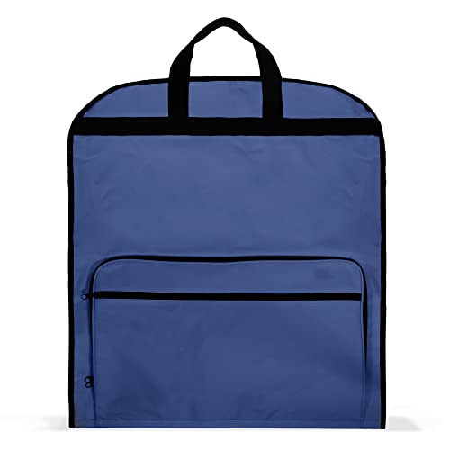 Dalix 60" Foldable Garment Bag Suits Cover Dresses w Front Pocket - color: Navy Blue
