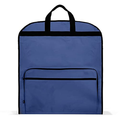 Dalix 60" Foldable Garment Bag Suits Cover Dresses w Front Pocket - color: Navy Blue
