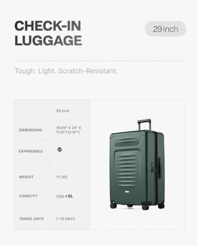 Coolife Expandable Luggage with TSA Lock Large Checked Green - color: Green, size: 29 Inch-EXT