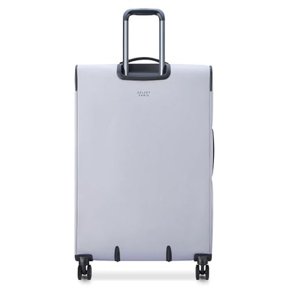 DELSEY PARIS Cruise 3.0, 28 Inch Checked Softside Luggage, Platinum | Expandable Suitcase, Softside, Lightweight Durable Polyester, Dual-Density Spinner Wheels, Overweight Indicator, TSA Lock - color: Platinum, size: Checked-Large 28 Inch