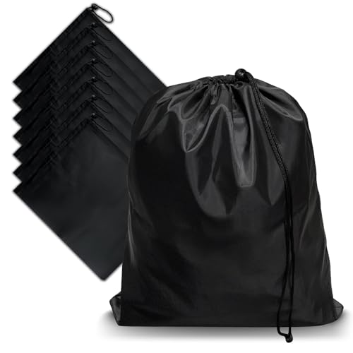8-Pack Drawstring Bags with Toggle, Durable Nylon Backpack, Cinch Sack and Ditty Pouch for Gym, Sports, Travel, and Daily Use - size: 16 x 20 Inch