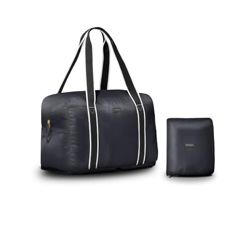 Foldable Duffle Bag for Travel | Lightweight, Water-Resistant, Multifunctional Carry On Bag | Sustainable and Durable Nylon - color: Derby Black