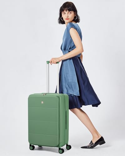 Hanke Expandable Medium Checked Luggage, 24 Inch Top Opening Suitcase - color: Forest Green, size: 24 Inch EXT