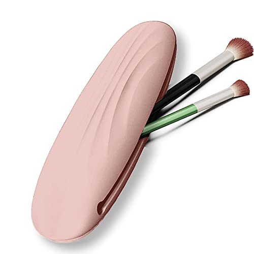 Travel Makeup Brush Holder Silicon Trendy Portable Soft Sleek Cosmetic Face Makeup Tools Organizer Container Small Case for Travel (BRUSHES NOT INCLUDED) (pink-1pcs)
