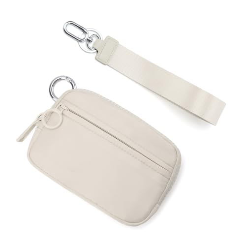 The Iris Wallet Zipper Mini Coin Purse Keychain ID Holder Wallet - color: Beige1