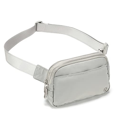 Pander Nylon Fanny Pack Belt Bag for Women with 5 Zipper Pockets - color: Seal Grey