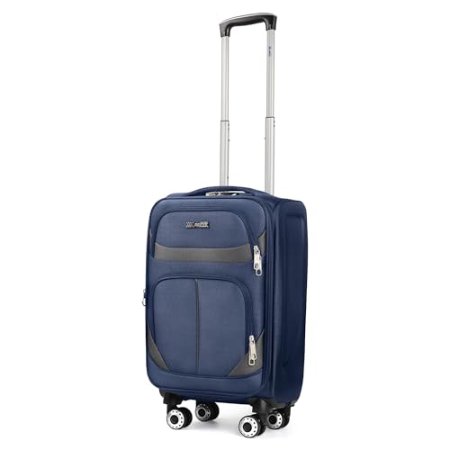 20" Carry-On Luggage,Softside Suitcase w/LOCK,Expandable - color: Navy-Grey, size: Carry-On 20-Inch