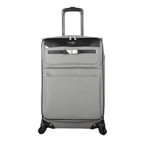 Nicole Miller Designer Luggage Collection - Expandable 24 Inch Softside Bag - Durable Mid-sized Lightweight Checked Suitcase with 4-Rolling Spinner Wheels