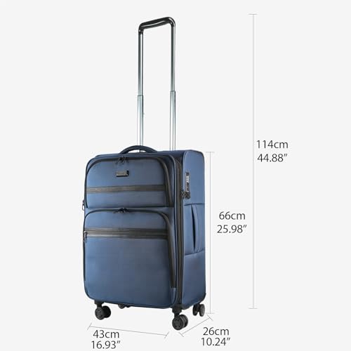 KROSER Softside Expandable checked Luggage with Front Business Pockets，24 Inch Suitcases with Spinner Wheels & Built-in TSA Lock, Durable Suitcase Rolling Luggage, Haze Blue - color: Haze Blue-24, size: 24 inch