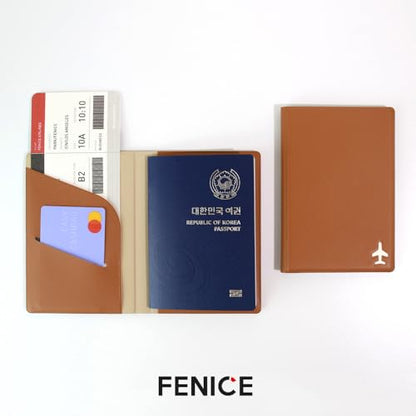 Fenice Plane Passport Holder with Card Slot Boarding Pass Pocket, RFID Blocking, Waterproof PU Leather, 7 Color Options (YELLOW) - color: YELLOW
