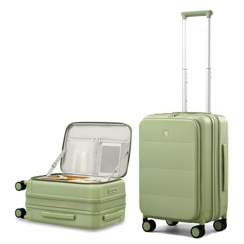 Hanke Hardside Expandable Carry On Luggage, 20 Inch Top Opening Suitcase - color: Bamboo Green, size: 20 Inch EXT
