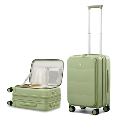 Hanke Hardside Expandable Carry On Luggage, 20 Inch Top Opening Suitcase - color: Bamboo Green, size: 20 Inch EXT