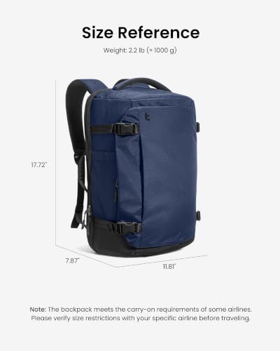 tomtoc Travel Backpack 28L,TSA Personal Item Bag Flight Approved,PFAS Free - color: Dark Blue-ripstop, size: 28L