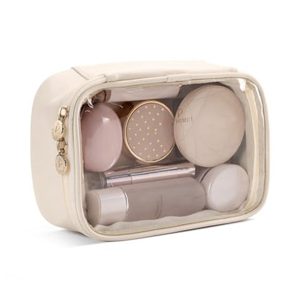 Pocmimut Makeup Bag,Small Makeup Bag for Purse, TSA Approved Bag for Travel - color: Beige, style: Small