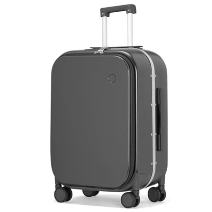 mixi Luggage Suitcase with Spinner Wheels, 24'' Checked Travel Luggage Aluminum Frame PC Hardside with TSA Lock & Cover - Rock Gray - color: Rock Gray, size: 24-inch