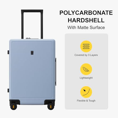 LEVEL8 Carry on Suitcase, 20 Inch Hardshell Carry on Luggage with Wheel - color: Light Blue, size: 20 Inch