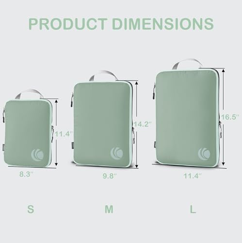 Cipway Compression Packing Cubes (3 Piece,Sage Green) - color: Sage Green, size: 3PCS