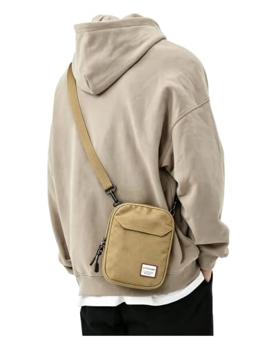 SEAFEW Mini Crossbody Bag Shoulder Bag for Men, Small Messenger Satchel Bag for Women - color: Khaki - Standard