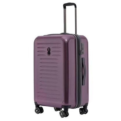 Spyder Rails 25 Inch Expandable Hardside Checked Suitcase with 360° Spinner Wheels, TSA Approved Lock - color: Burgundy, size: Medium Checked