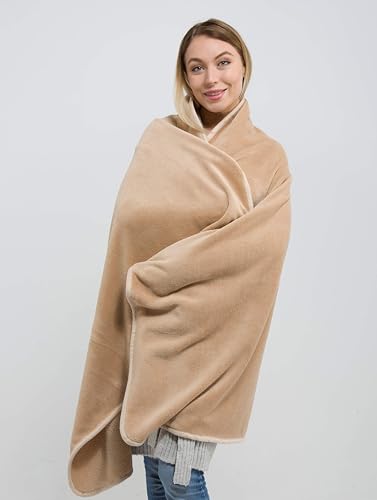 BlueHills Premium Soft Rolled Travel Blanket Pillow Combo Airplane - Beige - color: R06-beige
