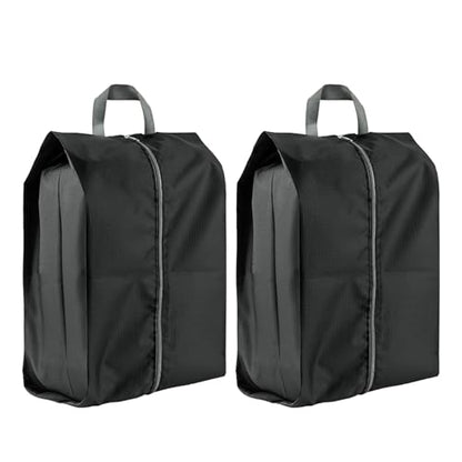 2 Pack Shoe Bags, Reusable Waterproof Shoe Bag for Travel, Gym, Sneaker Storage, Packing in Suitcase (2, Black) - color: Black