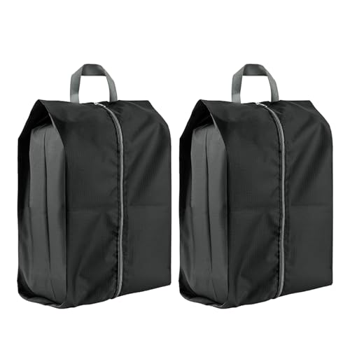 2 Pack Shoe Bags, Reusable Waterproof Shoe Bag for Travel, Gym, Sneaker Storage, Packing in Suitcase (2, Black) - color: Black