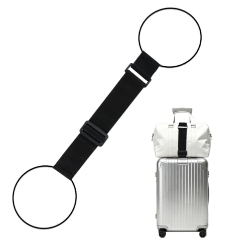 Luggage Connector Straps, Adjustable Elastic Durable Straps for Connecting Luggage Bags to Suitcases, Hands-Free Travel Essential (Black) - color: Black
