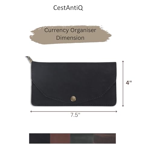 Leather Money Bag Wallet for Women, Brown - color: Brown