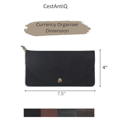 Leather Money Bag Wallet for Women, Brown - color: Brown