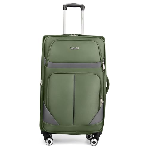 28" Checked Luggage,Softside Luggage w/4 Spinner Wheels - color: Green-Grey, size: Checked-Large 28-Inch