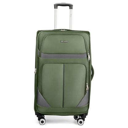 28" Checked Luggage,Softside Luggage w/4 Spinner Wheels - color: Green-Grey, size: Checked-Large 28-Inch