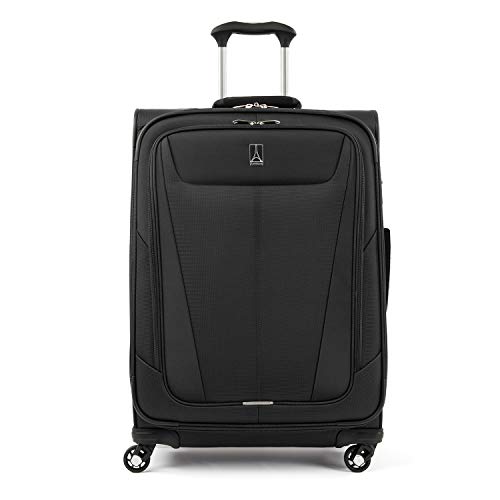 Travelpro Maxlite 5 Softside Checked Luggage Spinner, Black, 25-Inch | Medium Checked Suitcase, Expandable With 4 Wheels, Lightweight & Versatile Travel Design, Men & Women - color: Black, size: Checked-Medium 25-Inch