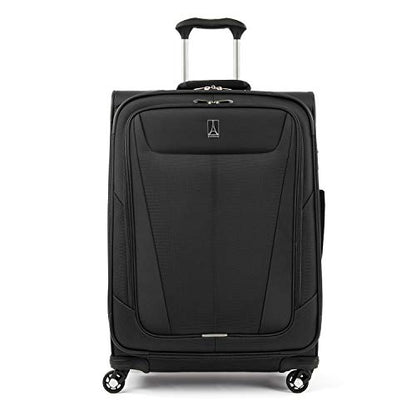 Travelpro Maxlite 5 Softside Checked Luggage Spinner, Black, 25-Inch | Medium Checked Suitcase, Expandable With 4 Wheels, Lightweight & Versatile Travel Design, Men & Women - color: Black, size: Checked-Medium 25-Inch