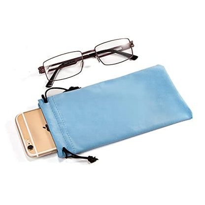 TRIUMPH VISION Glasses Case Soft Eyeglass Case Sunglass Pouch Cloth 3 Pack - color: Zh-10 Pack (Black,grey,pink,khaki,blue)