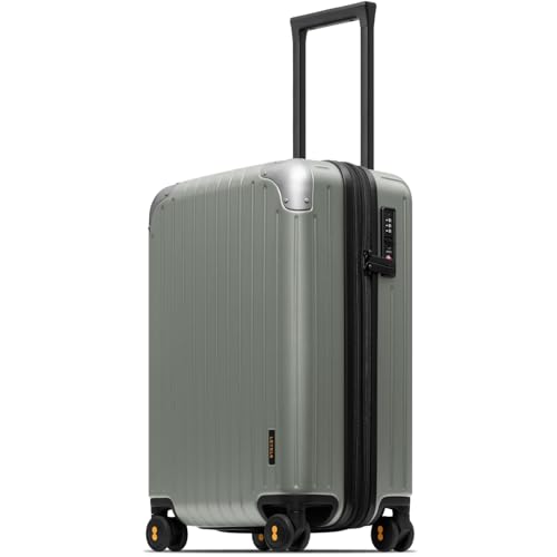 LEVEL8 Carry on Suitcase PC Hardside Luggage with Spinner Wheels 20" Green - color: Green, size: 20 Inch - Expandable