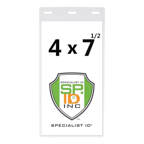 Bulk 100 Pack - Vertical Oversize 4X7 Inch - Extra Large Credential or Ticket Holder for Pit Passes & Special Events (4 X 7 1/2 Inch Insert) by Specialist ID - size: 100 Pack