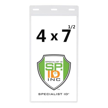 Bulk 100 Pack - Vertical Oversize 4X7 Inch - Extra Large Credential or Ticket Holder for Pit Passes & Special Events (4 X 7 1/2 Inch Insert) by Specialist ID - size: 100 Pack