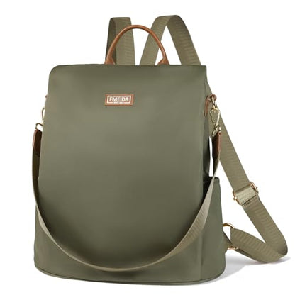 Fmeida Convertible Backpack Purse for Women Anti Theft Nylon Backpack Green - color: Olive Green