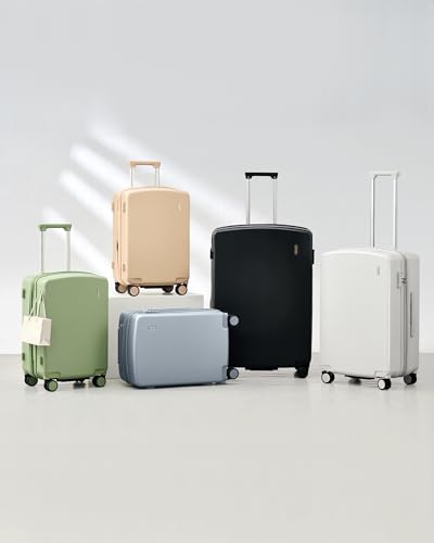 Hanke Expandable Luggage Sets 3 Piece, 20/24/28 Inch Hard Shell Suitcase - color: Smoke White, size: 20+24+28 Inch EXT