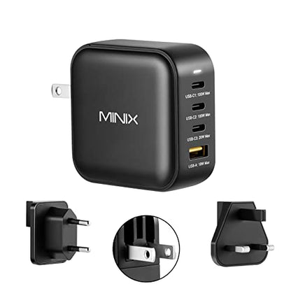 MINIX P3 100W Turbo 4-Port GaN Travel Wall Charger USB C PD Power Adapter - size: 100W