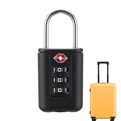 Suitcase Lock - TSA Approved Cable Luggage Locks | 3 Digit Combination Padlock | Re-Settable Luggage Combination Locks | TSA Travel Locks for Gym Backpack Suit Case Lockers Bikee Locks - color: Black