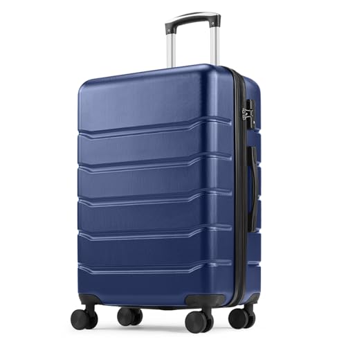 Sweetcrispy 28 Inch Checked Luggage, Suitcase with Spinner Wheels - color: Navy Blue, size: 28 Inch