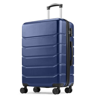 Sweetcrispy 28 Inch Checked Luggage, Suitcase with Spinner Wheels - color: Navy Blue, size: 28 Inch