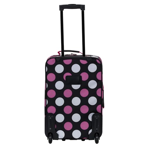 Rockland Fashion Softside 2 Piece Luggage Set, Expandable, (14" Tote/19" Upright), Multi Pink Dot - color: Multi Pink Dot, size: 2 Piece (19"/14" Tote)